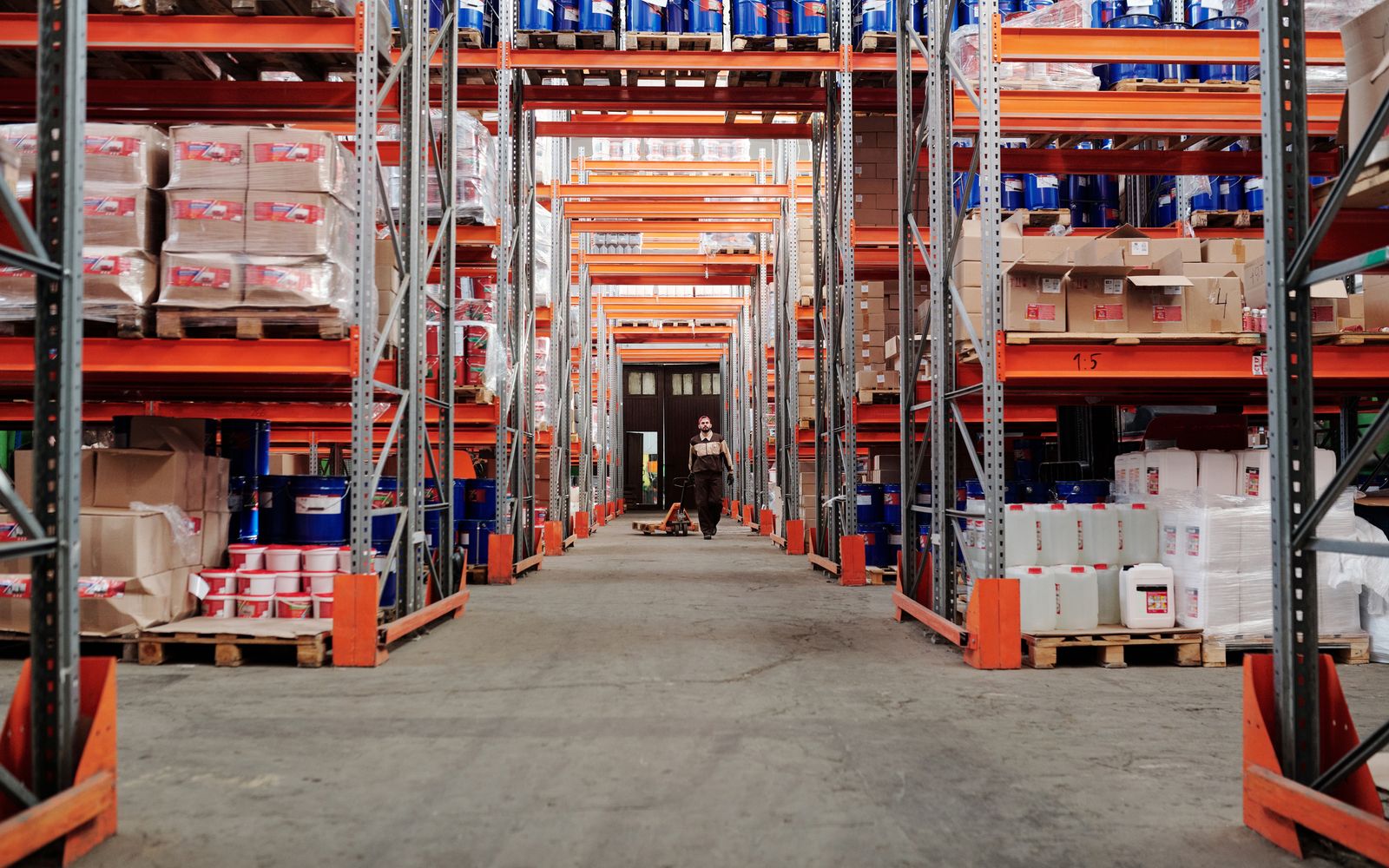 Business and operational equipment in a warehouse environment.