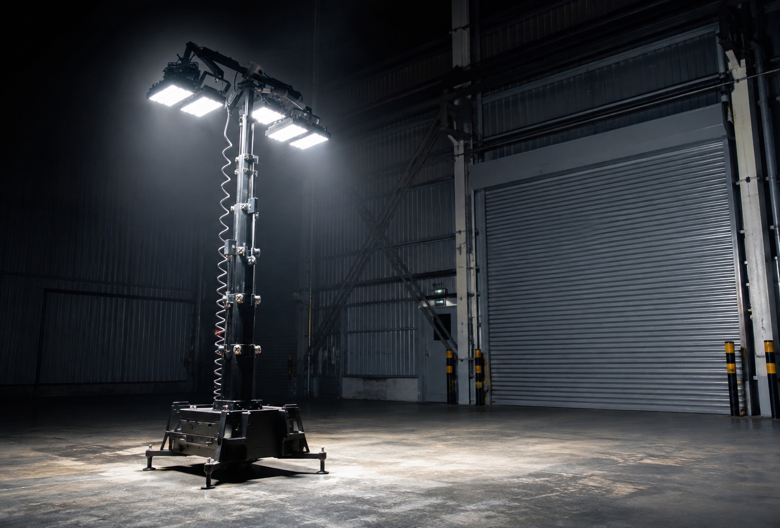 Kirbtech technician servicing a mobile lighting tower